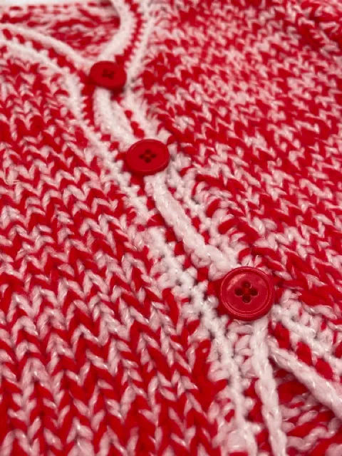 3 Y Red and White Acrylic Knit Jacket