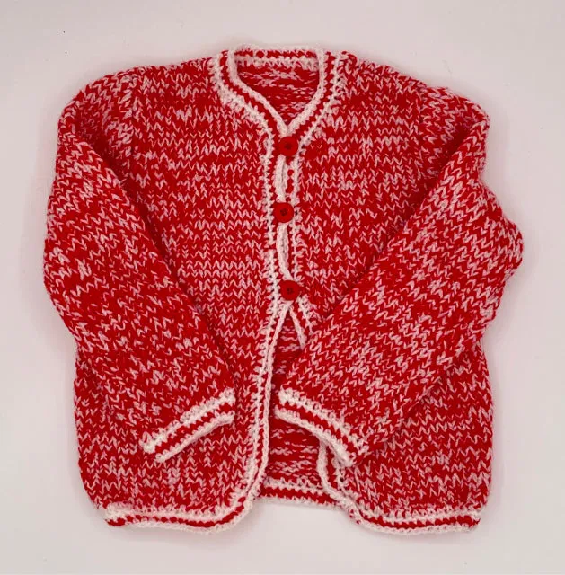 3 Y Red and White Acrylic Knit Jacket