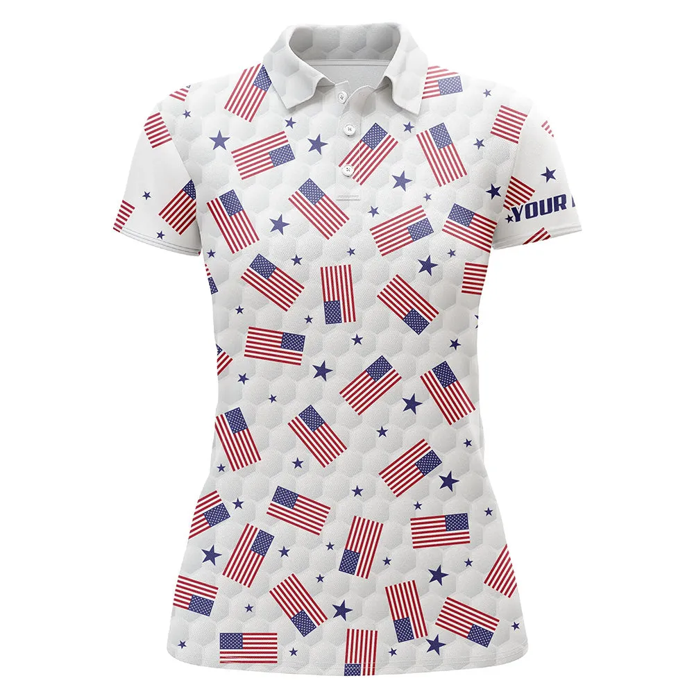 American Flag Golf Pattern Sleeveless Polo Shirts Custom Patriotic Golf Shirts For Women Golf Gifts