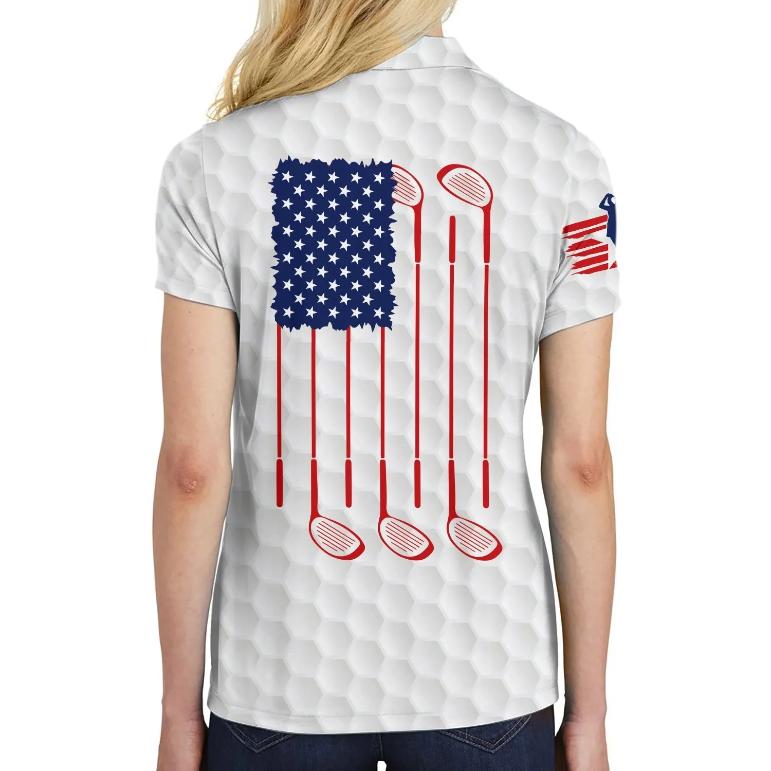 American Woman Golfer Golf Shirt Short Sleeve Women Polo Shirt Coolspod