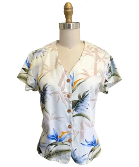 Bamboo Paradise Cream V-Neck Blouse