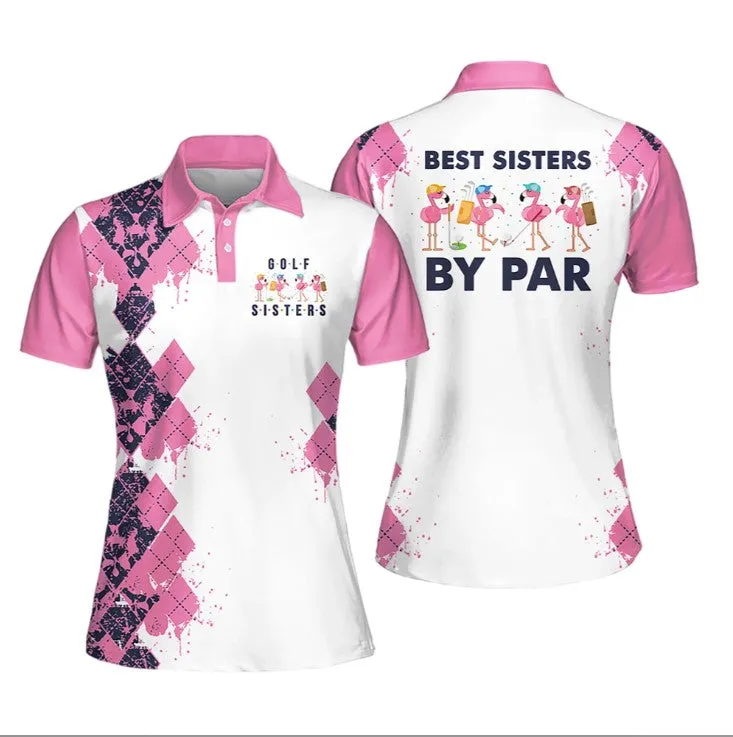 Best Sisters By Par Women Sleeveless Polo Shirt, Golf Polo Shirt for Women