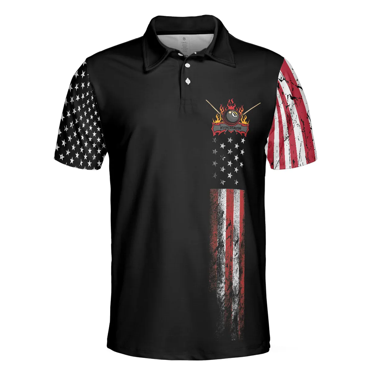 Billiards Eagle American Flag Black Golf Polo Shirt For Men - Gifts For Golfers Men