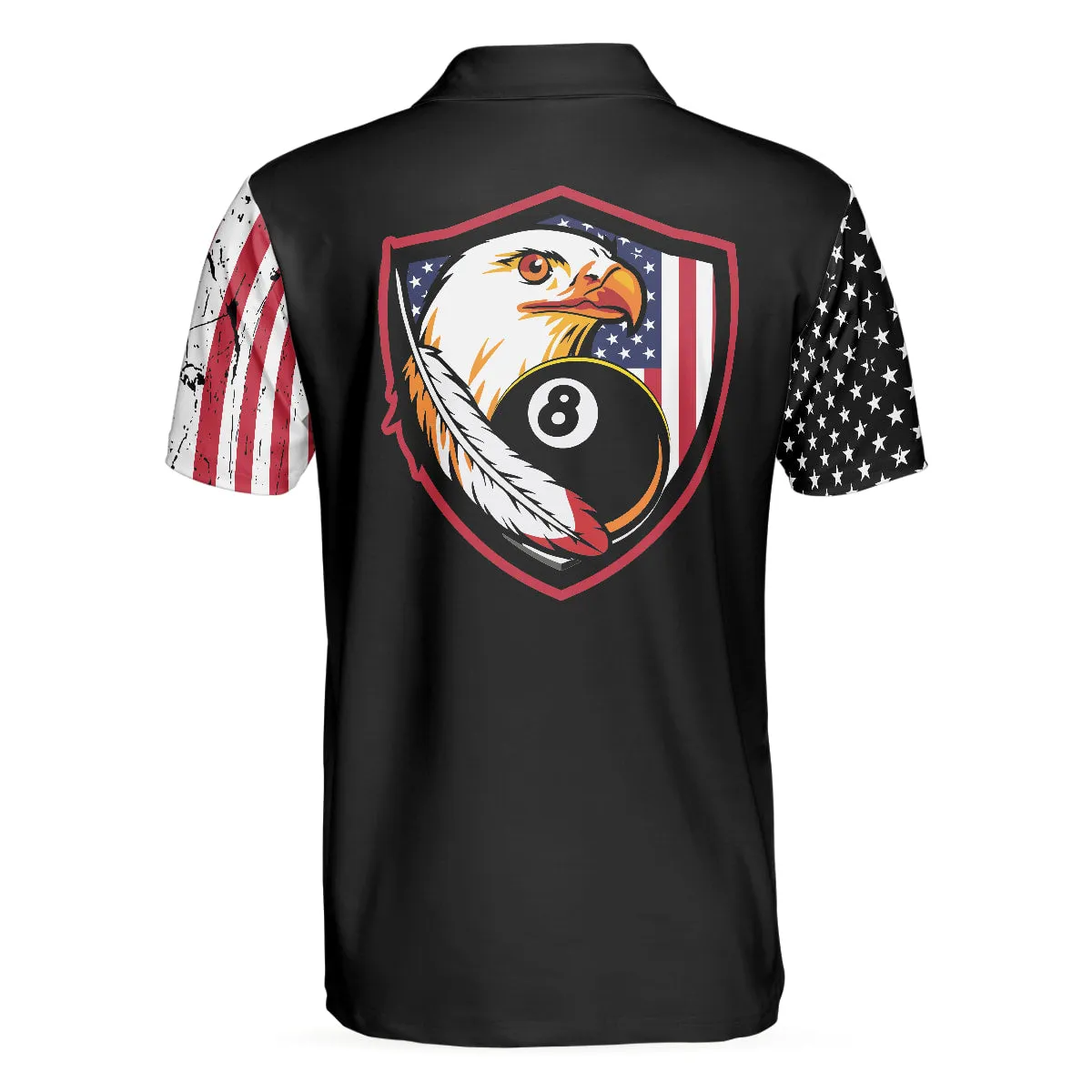 Billiards Eagle American Flag Black Golf Polo Shirt For Men - Gifts For Golfers Men