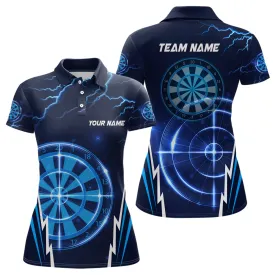 Blue Thunder Lightning Womens Darts Polo Shirt Custom Dart Shirts For Women Love Dart