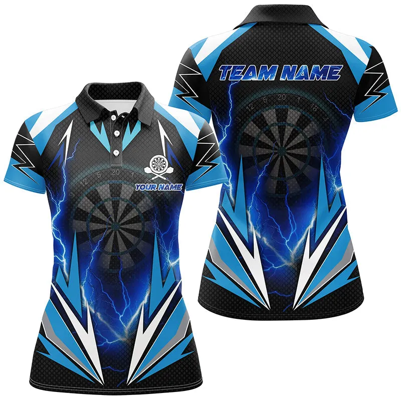 Blue Thunder Lightning Womens Darts Polo Shirt Custom Dart Shirts For Women Love Dart