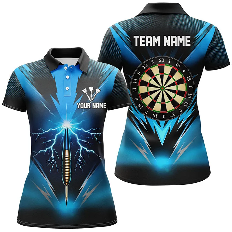 Blue Thunder Lightning Womens Darts Polo Shirt Custom Dart Shirts For Women Love Dart