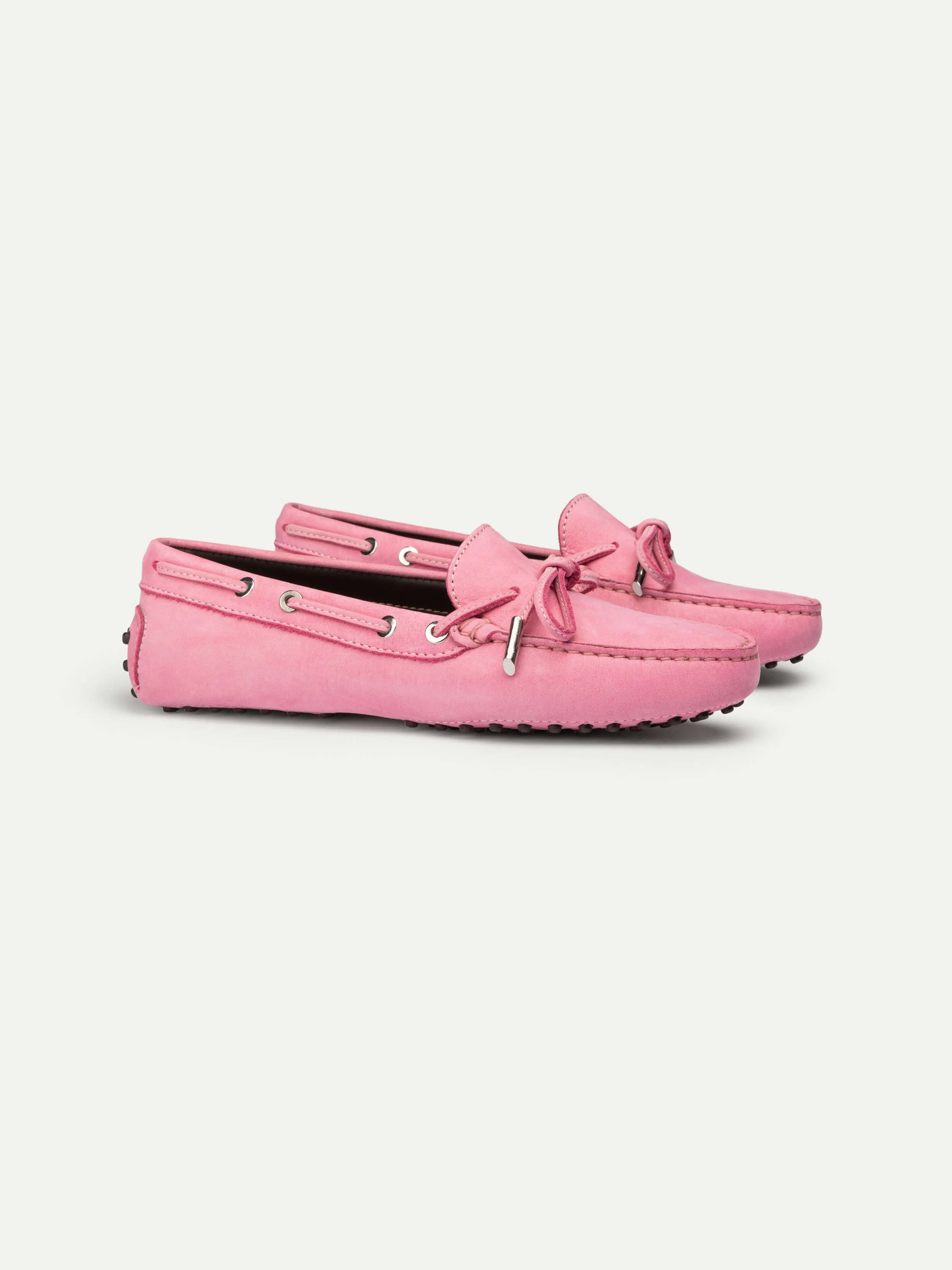 Bright Pink Nubuck Driving Shoes