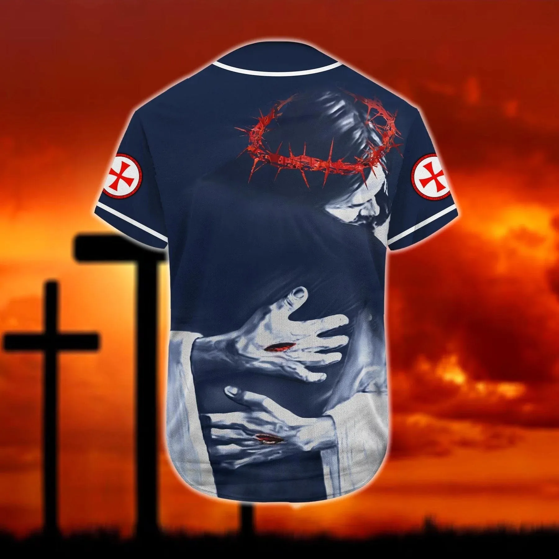 Christ Hugs Faith Custom Baseball Jersey - Personalized Jesus Baseball Jersey For Men and Women