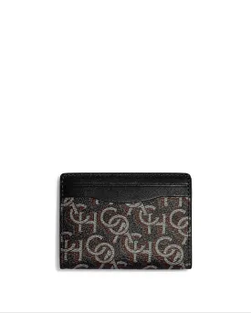 Coach Women's Gunmetal & Black Magnetic Card Case With Coach Monogram Print