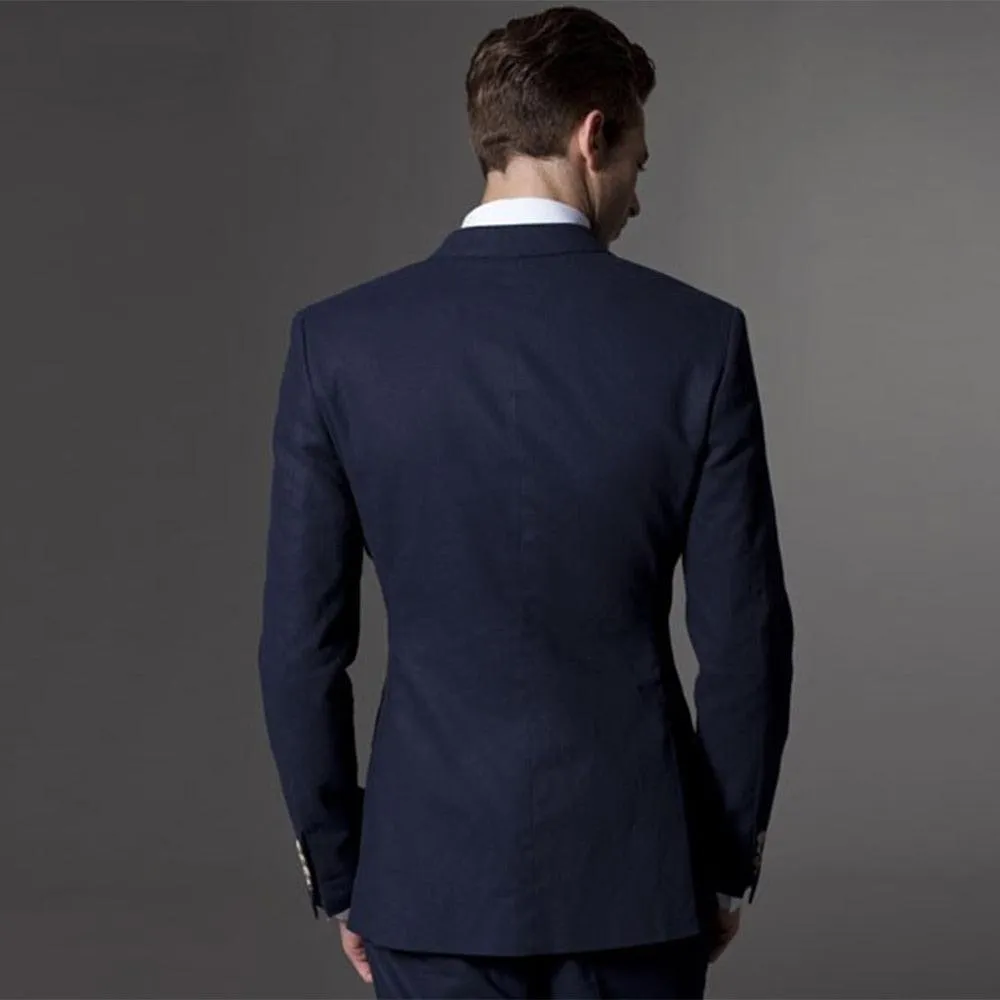 Custom Made Wedding Suits For Men Tailored Light Navy Blue Men Suits With Pants