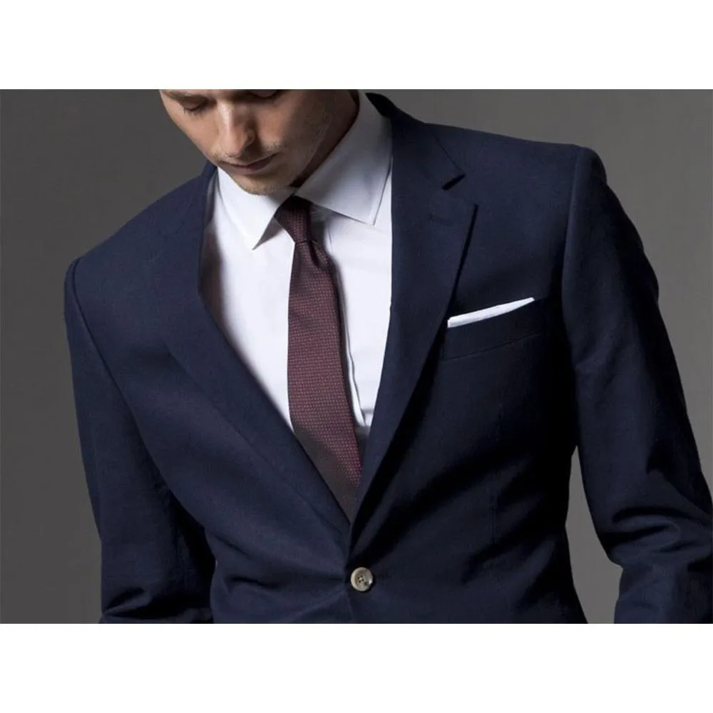 Custom Made Wedding Suits For Men Tailored Light Navy Blue Men Suits With Pants