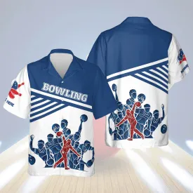 Custom Men's USA Bowling Hawaiian Shirts for Men, Bowling Hawaiian shirt for men