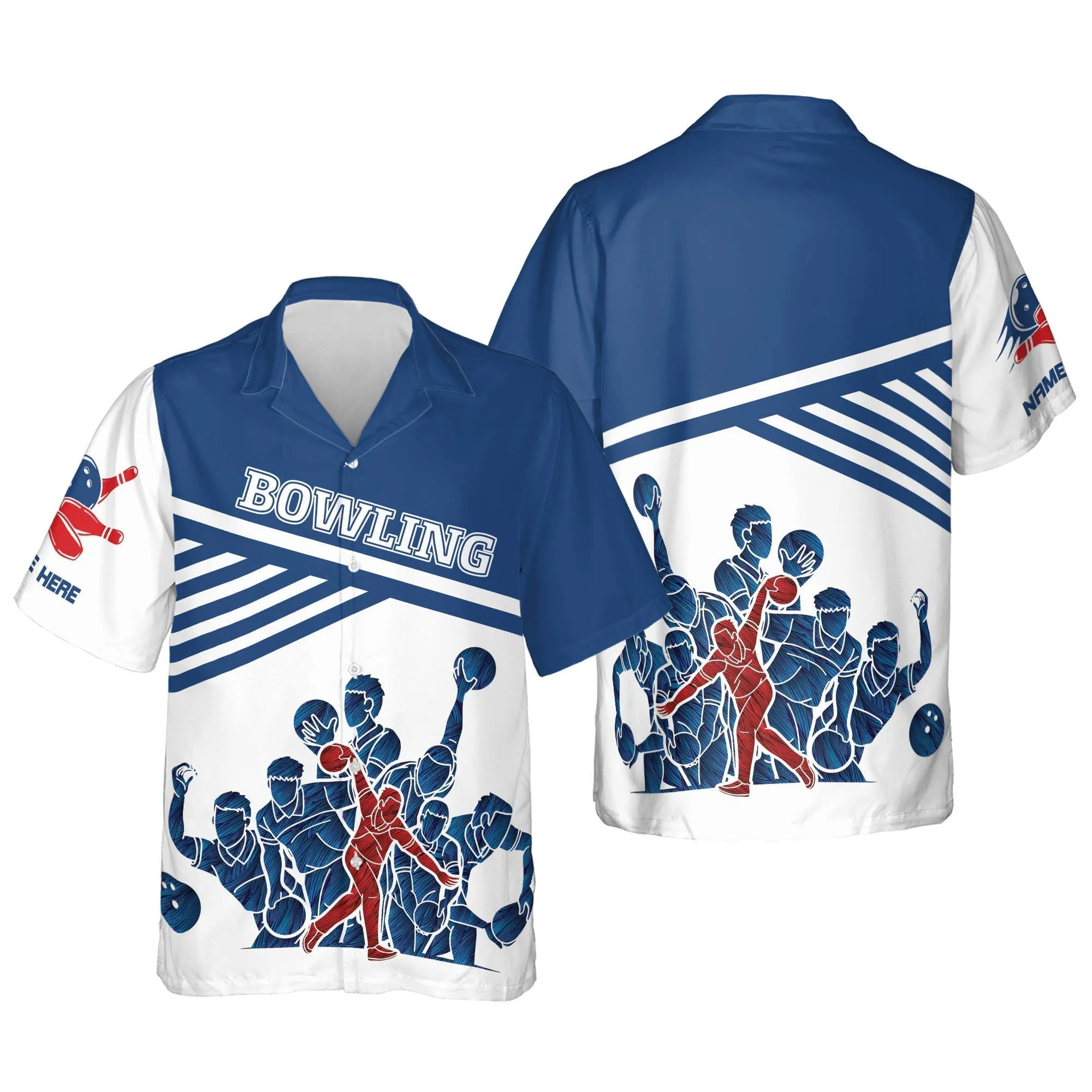 Custom Men's USA Bowling Hawaiian Shirts for Men, Bowling Hawaiian shirt for men