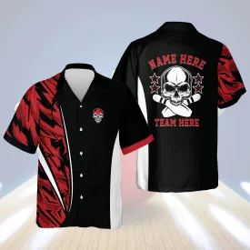 Custom name Skull Bowling Shirts for Men Hawaiian Shirt