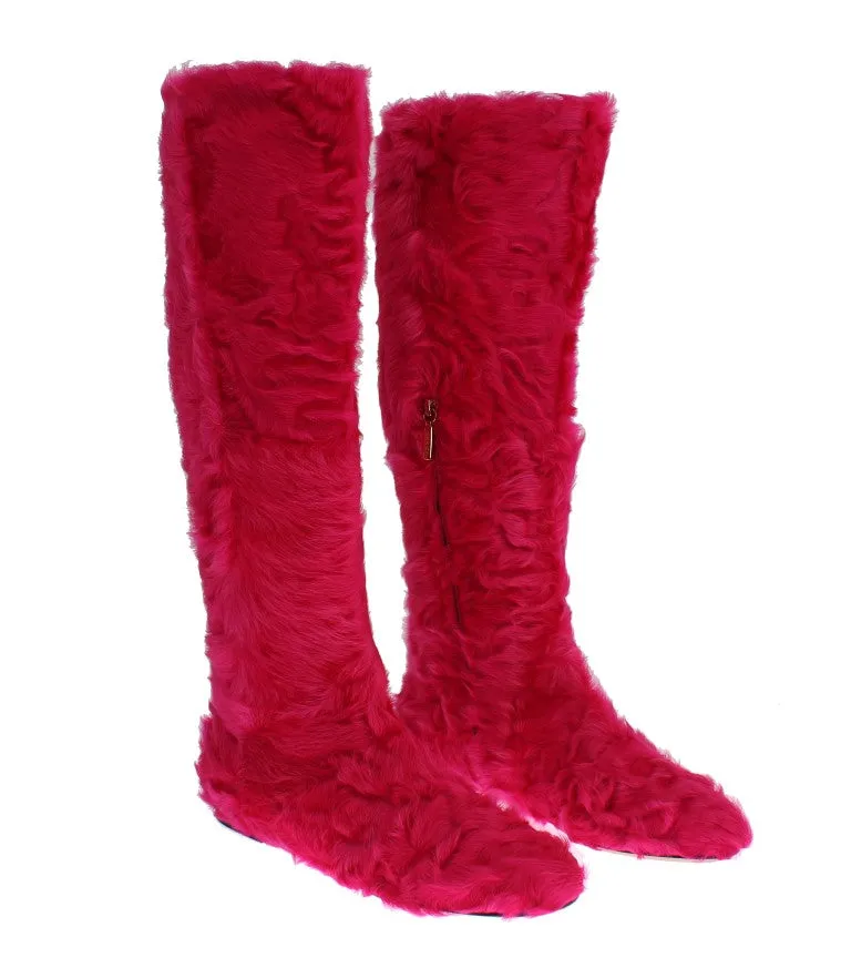 Dolce & Gabbana Fur Pink Boots