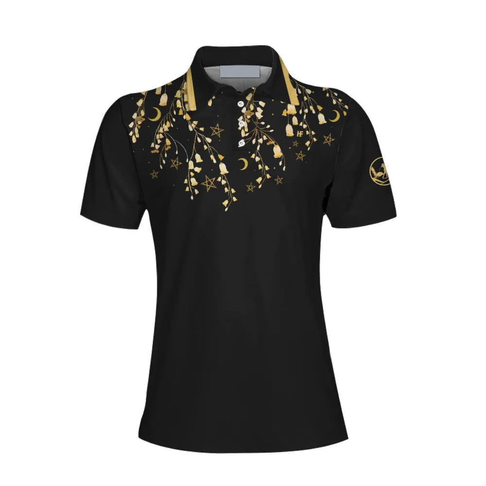 Elegant Gold Pattern Queen Of The Green Golf Women Polo Shirt, Unique Female Golf Gift