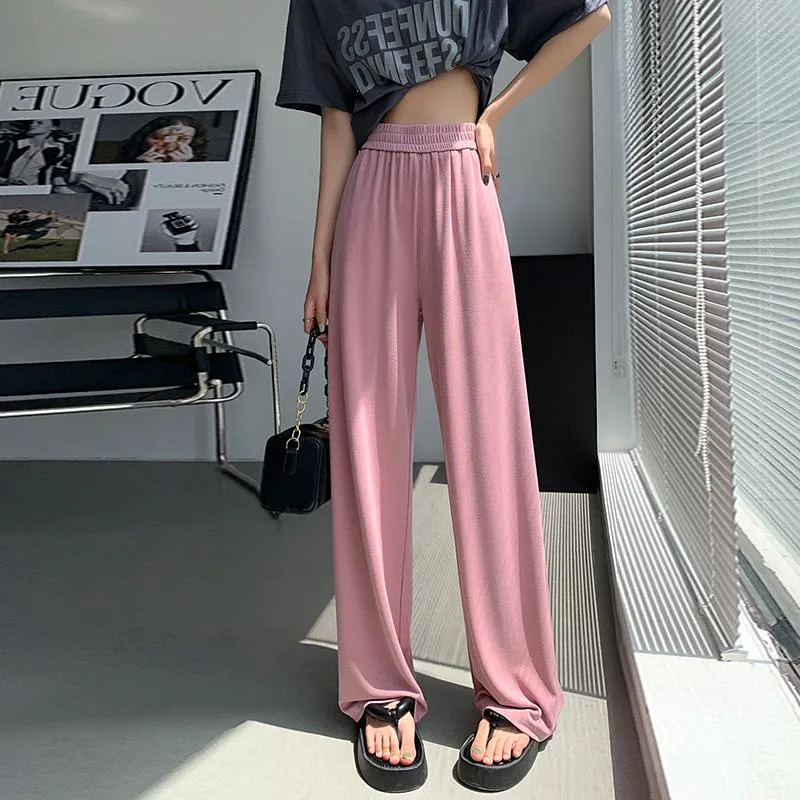 Floor-Length Thin Casual Sun Protection Loose Fit Draping Straight Leg Pants