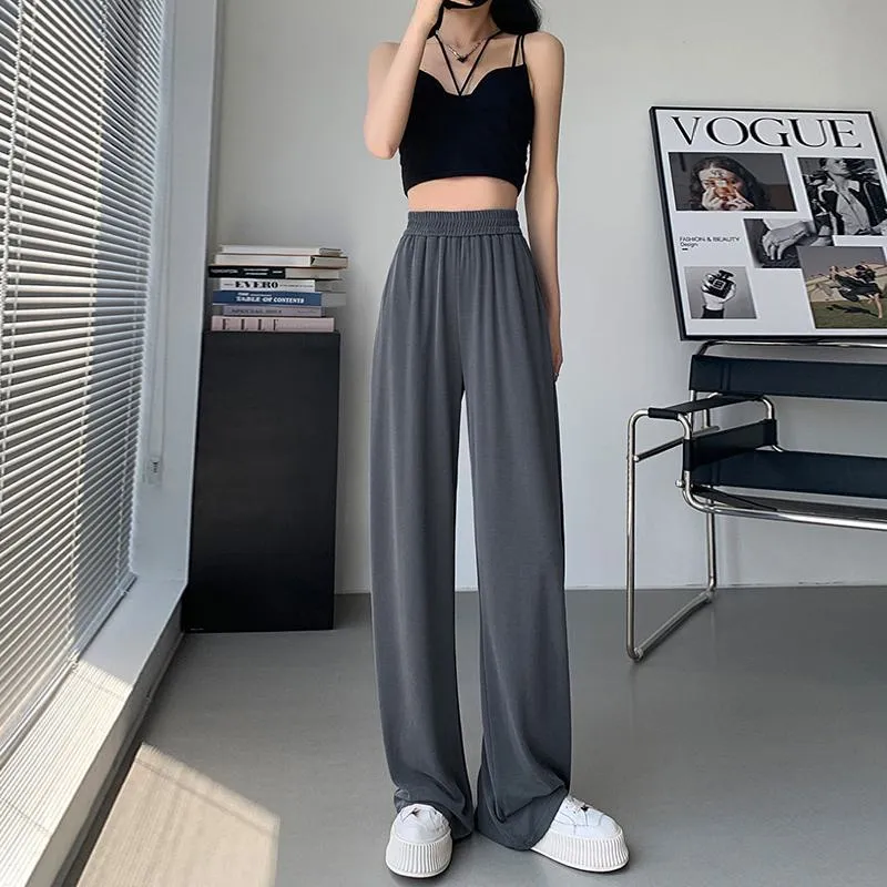 Floor-Length Thin Casual Sun Protection Loose Fit Draping Straight Leg Pants