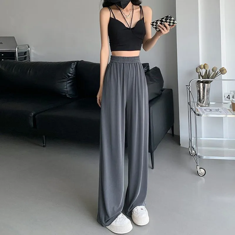 Floor-Length Thin Casual Sun Protection Loose Fit Draping Straight Leg Pants