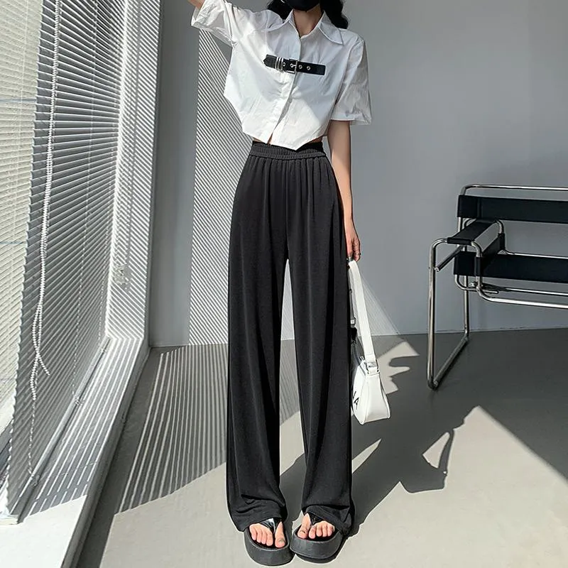 Floor-Length Thin Casual Sun Protection Loose Fit Draping Straight Leg Pants