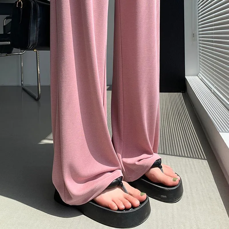 Floor-Length Thin Casual Sun Protection Loose Fit Draping Straight Leg Pants