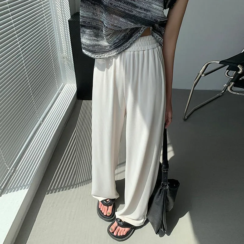 Floor-Length Thin Casual Sun Protection Loose Fit Draping Straight Leg Pants