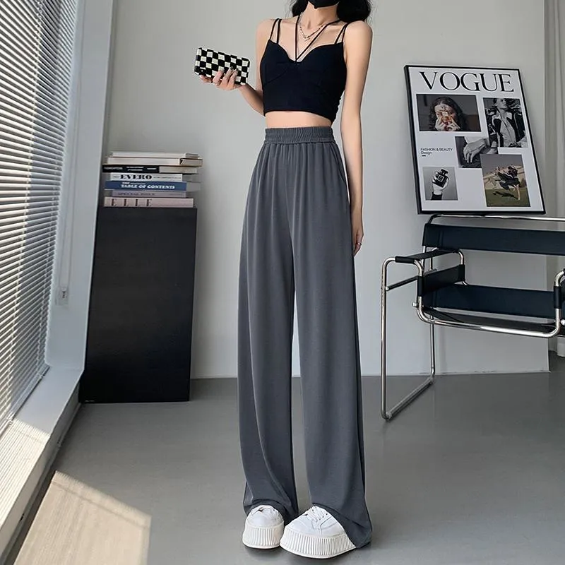 Floor-Length Thin Casual Sun Protection Loose Fit Draping Straight Leg Pants