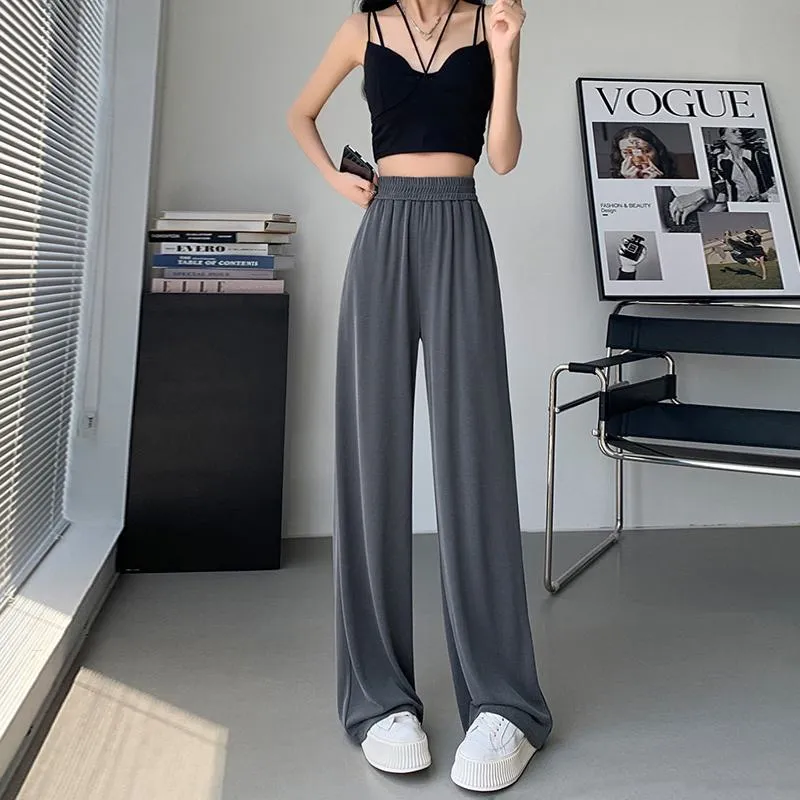 Floor-Length Thin Casual Sun Protection Loose Fit Draping Straight Leg Pants