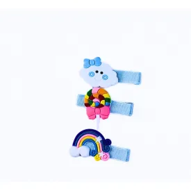 Girls blue rainbow pack of 3 pins