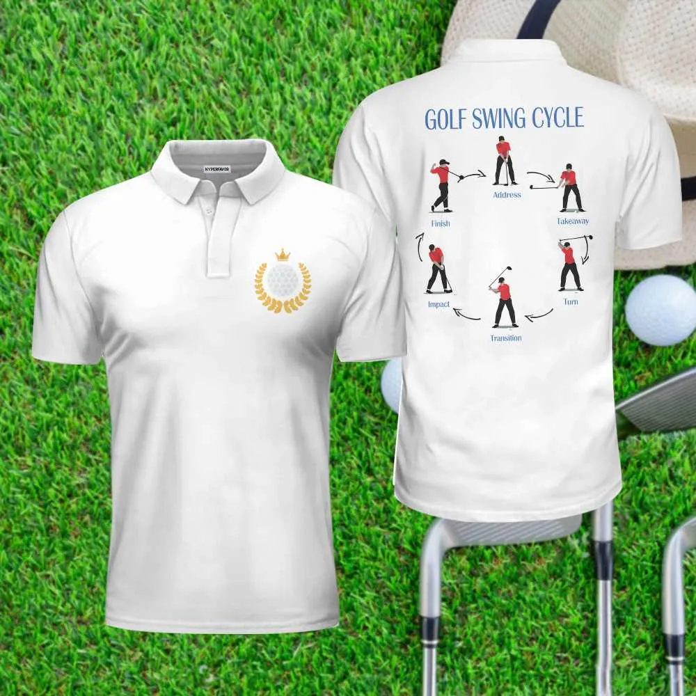 Golf Swing Life Cycle White Golf Polo Shirt, Best Golf Shirt For Men Coolspod