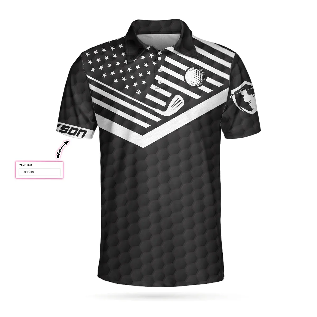 Golfing Instructions Custom Polo Shirt, Personalized Black American Flag Polo Shirt, Cool Golf Shirt For Men Coolspod