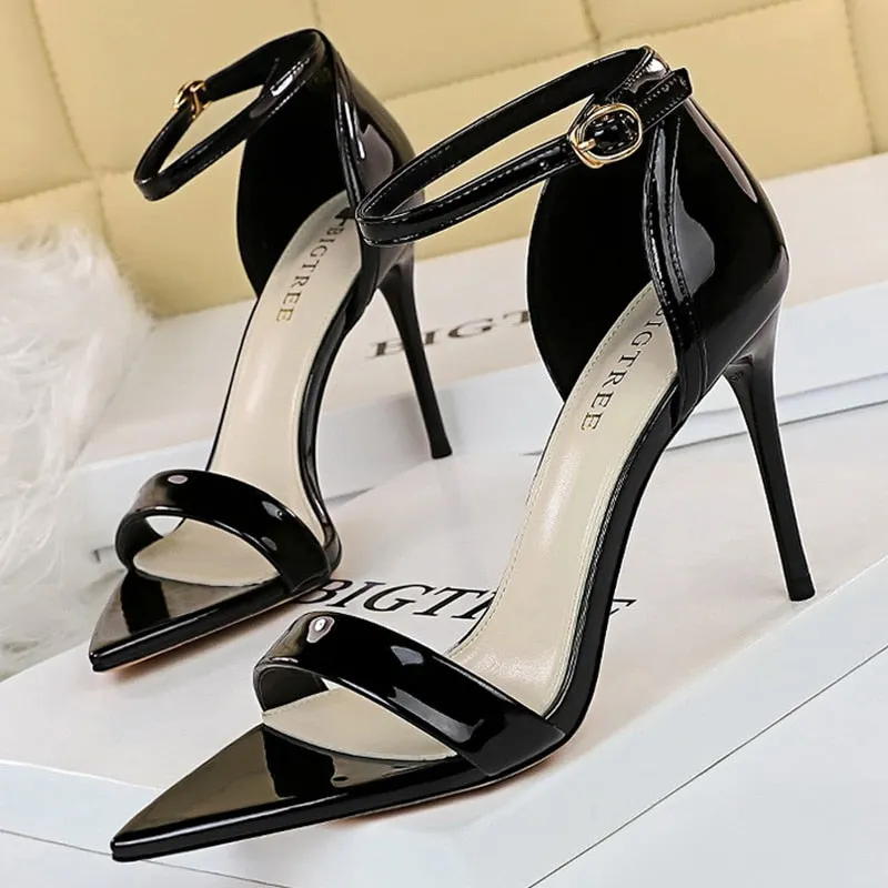 Graduation Gift Shoes Pointed Open Toe Women Sandals Fashion Heeled Sandals Plus Size 43 Stiletto High Heels Sandles Women Summer Shoes