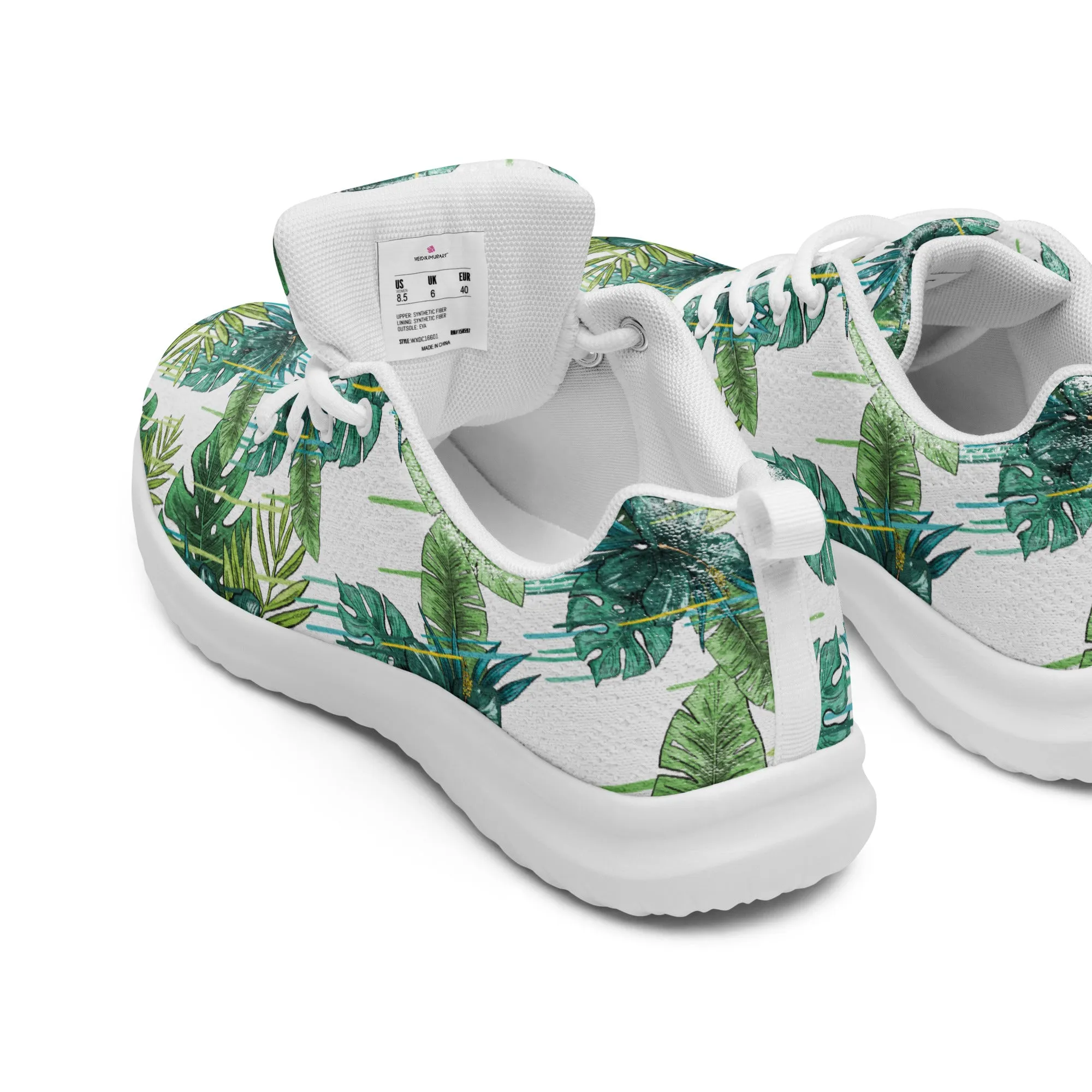 Green Tropical Print Men's Kicks, Tropical Leaves Print Breathable Lightweight Men’s Athletic Shoes (US Size: 5-13)