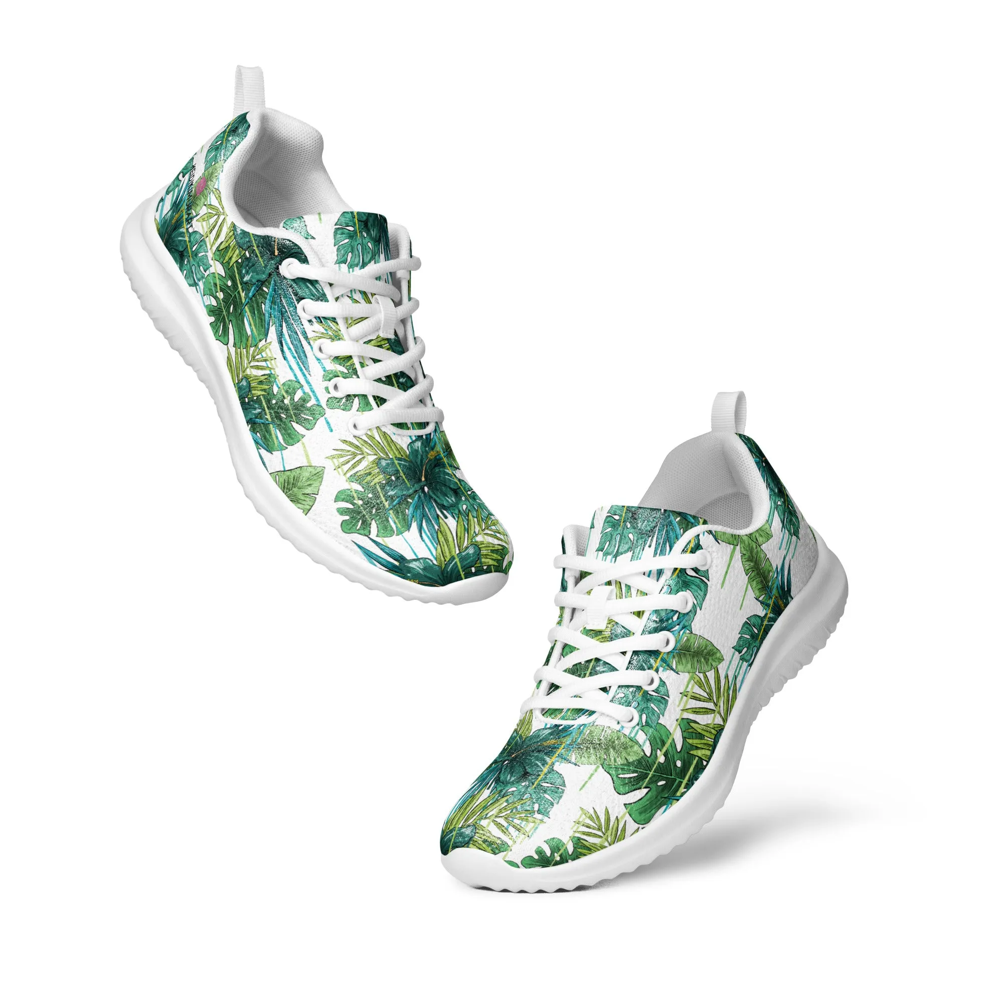 Green Tropical Print Men's Kicks, Tropical Leaves Print Breathable Lightweight Men’s Athletic Shoes (US Size: 5-13)