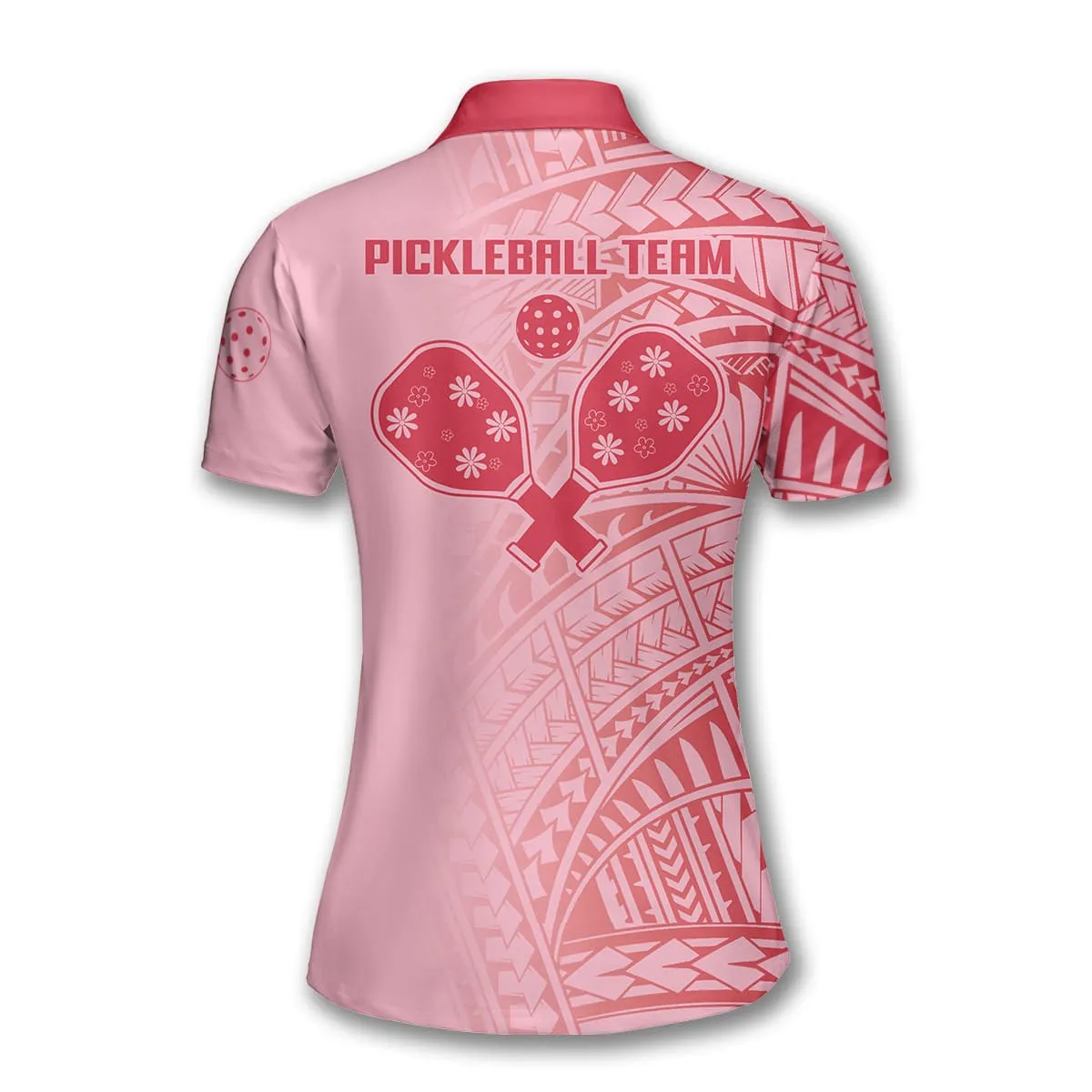 Grey And Pink Tribal Pickleball Custom Name Polo Shirts For Women