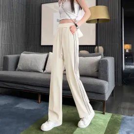 High Waist Narrow Thin Loose-Fit Draping Straight Leg Silky Pants