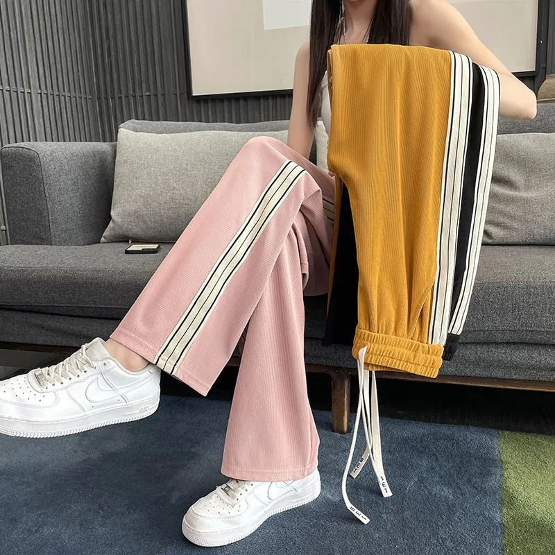 High Waist Narrow Thin Loose-Fit Draping Straight Leg Silky Pants