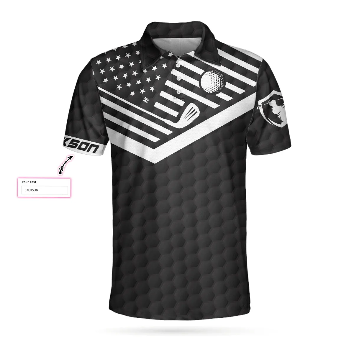 I Am A Golfer Custom Polo Shirt, Personalized Black American Flag Polo Shirt, Cool Golf Shirt For Men Coolspod