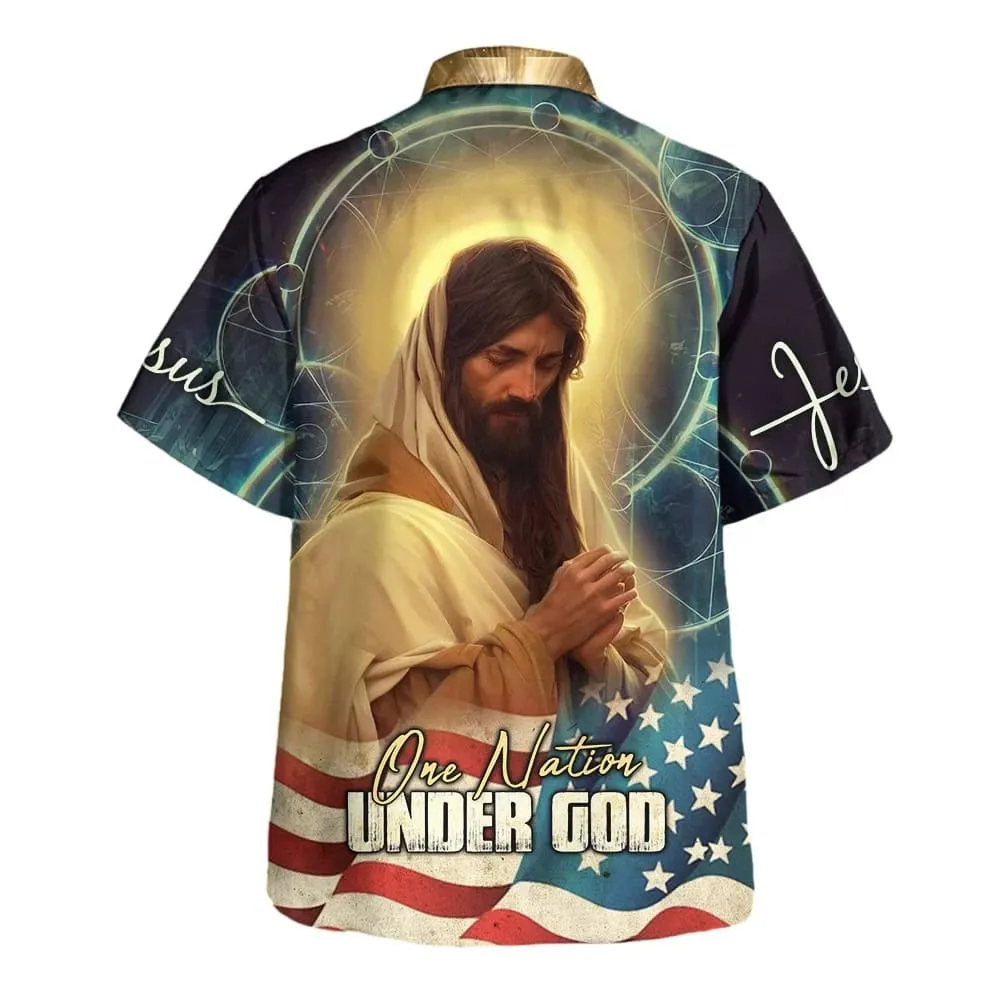 Jesus Pray One Nation Under God Hawaiian Shirts For Men & Women - Christian Hawaiian Shirt - Hawaiian Summer Shirts