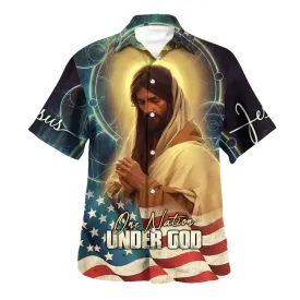 Jesus Pray One Nation Under God Hawaiian Shirts For Men & Women - Christian Hawaiian Shirt - Hawaiian Summer Shirts