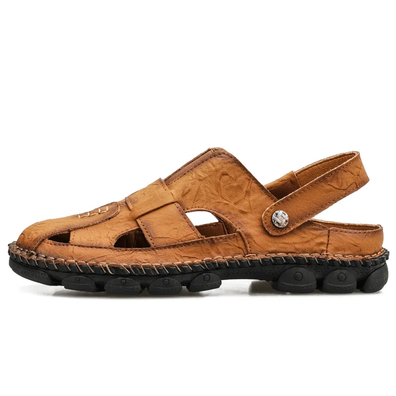 kkboxly kkboxly Handmade Cowhide Sandals for Men - Slip Resistant and Soft