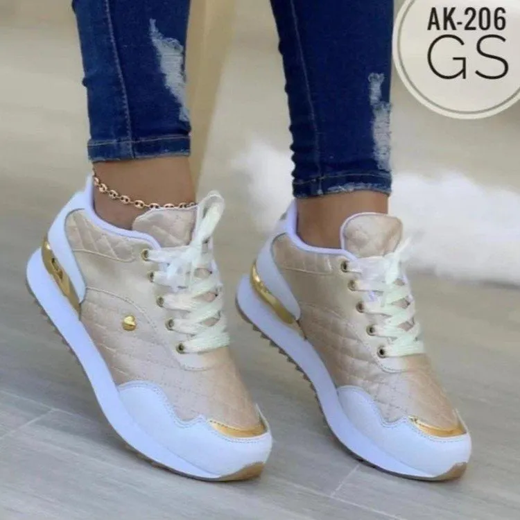 Lace Up Sneakers New Round Toe