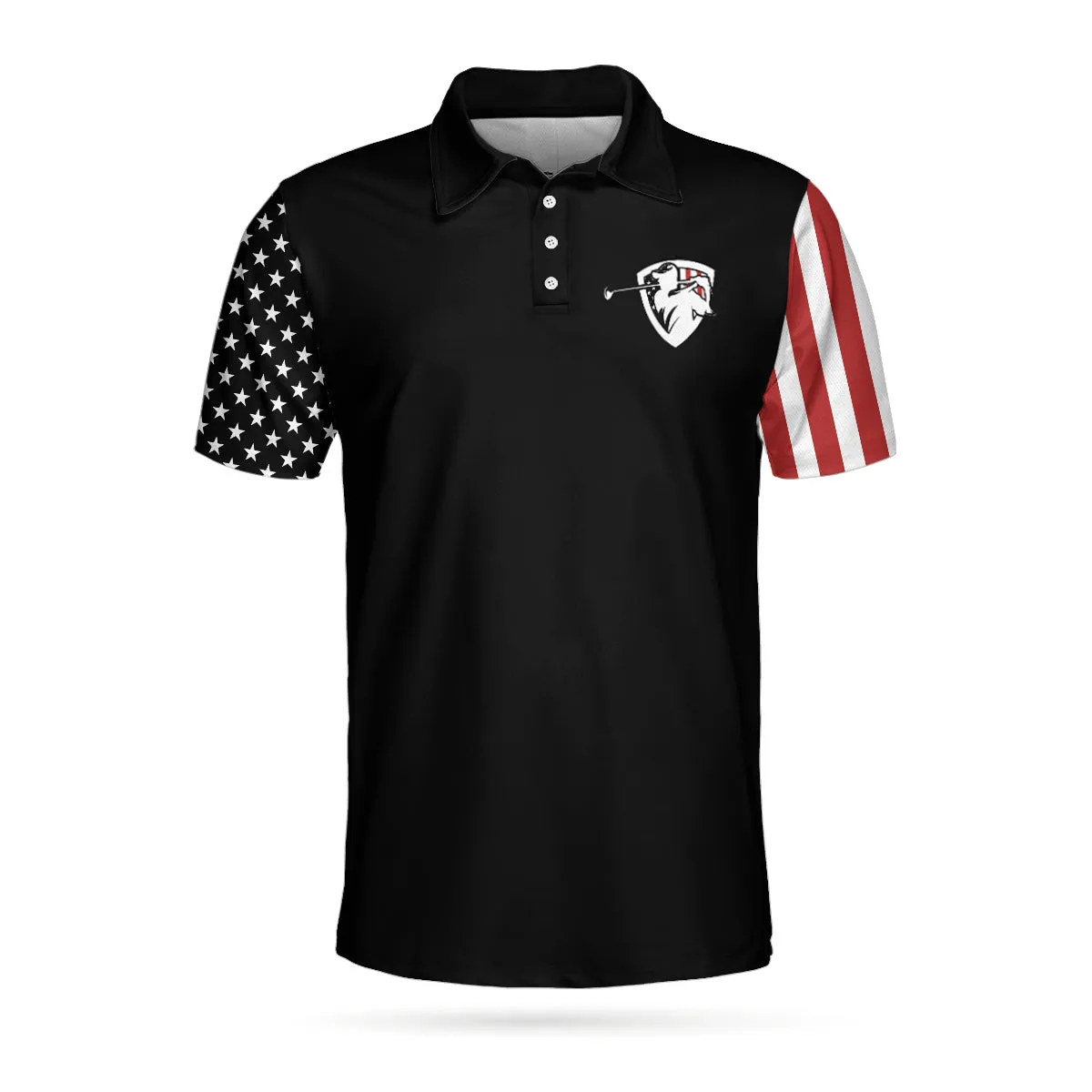 Let'S Par Tee Short Sleeve Golf Polo Shirt, Dark Theme American Flag Polo Shirt, Patriotic Golf Shirt For Men Coolspod