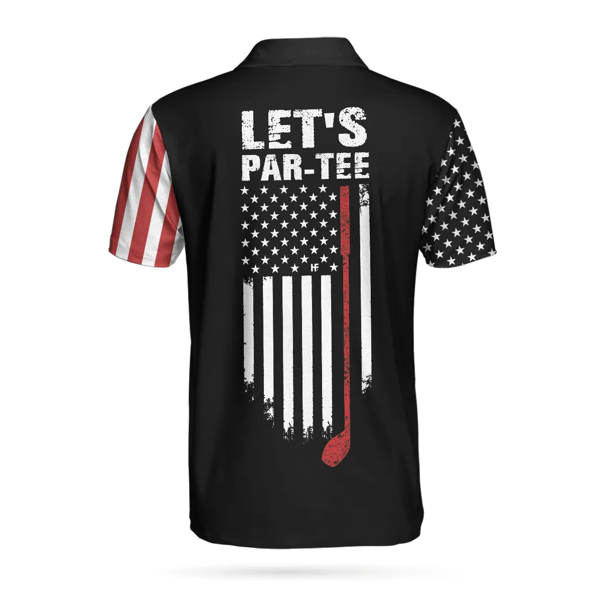 Let'S Par Tee Short Sleeve Golf Polo Shirt, Dark Theme American Flag Polo Shirt, Patriotic Golf Shirt For Men Coolspod