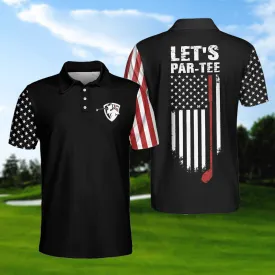 Let'S Par Tee Short Sleeve Golf Polo Shirt, Dark Theme American Flag Polo Shirt, Patriotic Golf Shirt For Men Coolspod