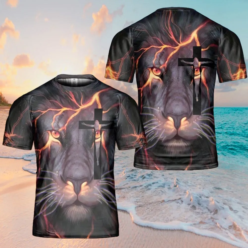 Lion Jesus Eye Jesus 3d T Shirts - Christian Shirts For Men&Women