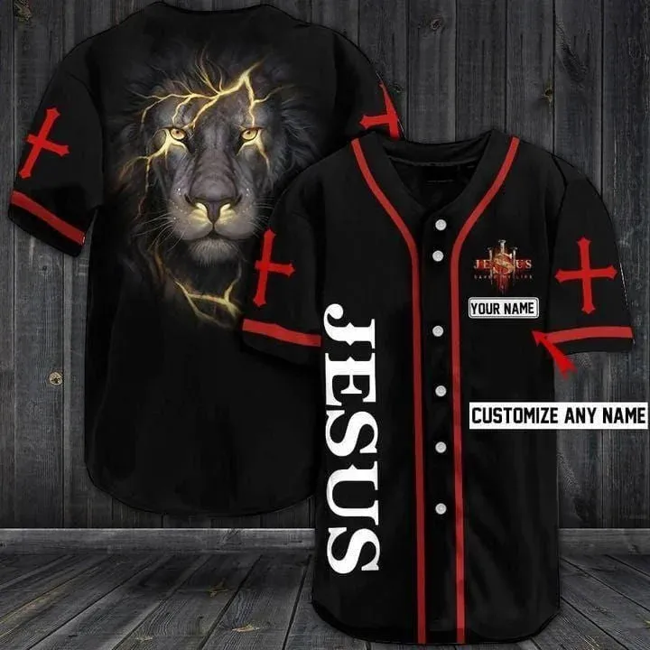 Lion Jesus save my life Custom Baseball Jersey - Personalized Jesus Baseball Jersey For Men and Women