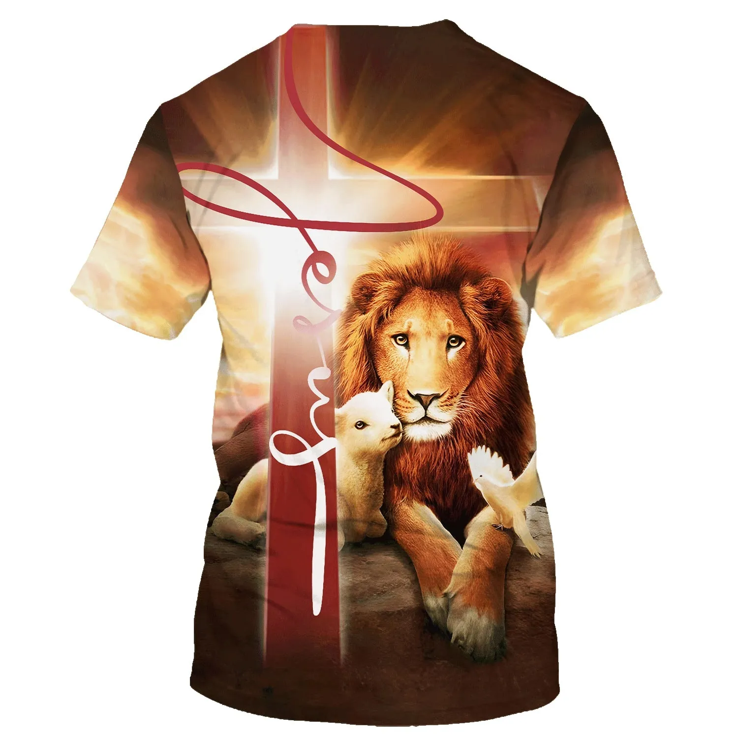 Lion Lamb And A Dove 3d All Over Print Shirt - Christian 3d Shirts For Men Women