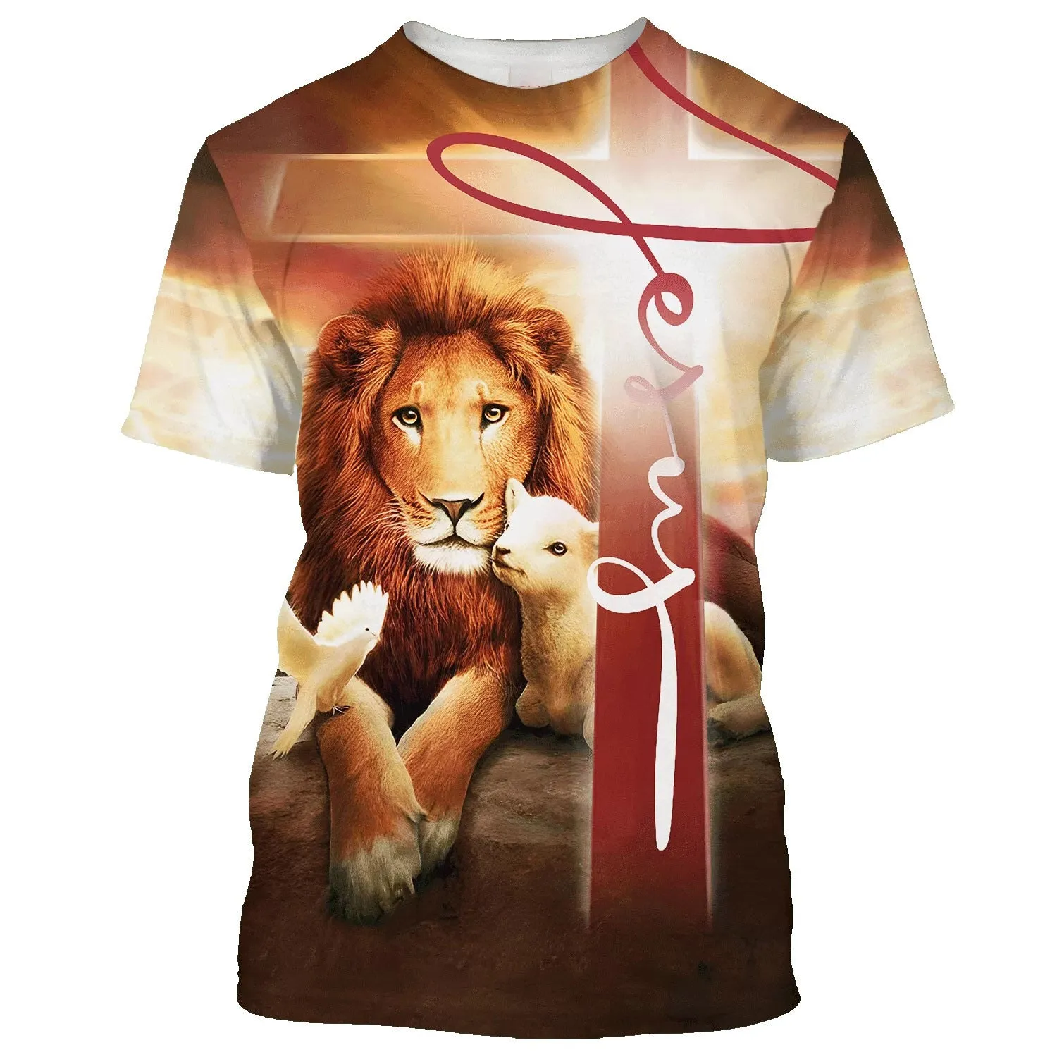 Lion Lamb And A Dove 3d All Over Print Shirt - Christian 3d Shirts For Men Women